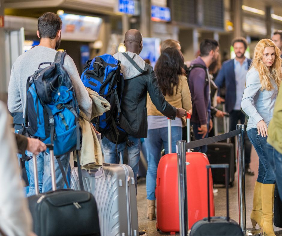 Airport queues for excess baggage